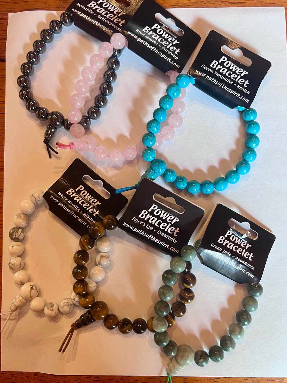 Set of 6 beaded stone bracelets